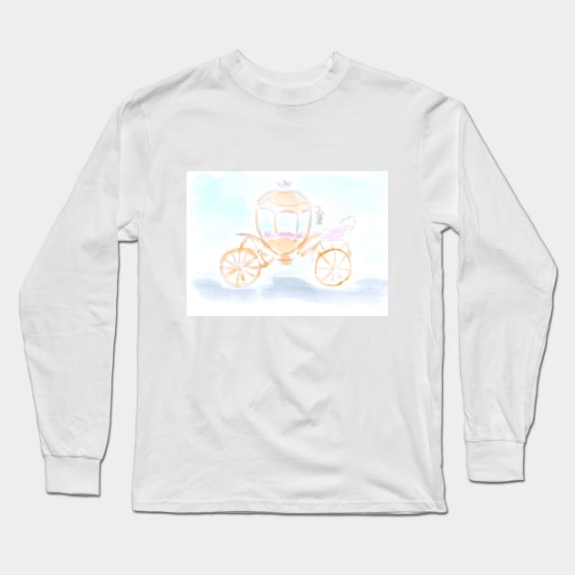 Carriage, transport, fairy tale, journey, road, driver, Cinderella, watercolor, watercolour, hand drawn, drawing, illustration, beautiful, art, Long Sleeve T-Shirt by grafinya